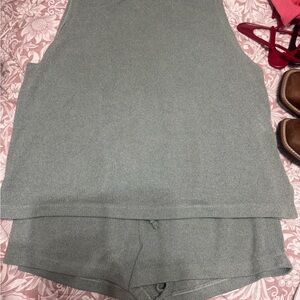 Green Sleeveless Top and Shorts Set